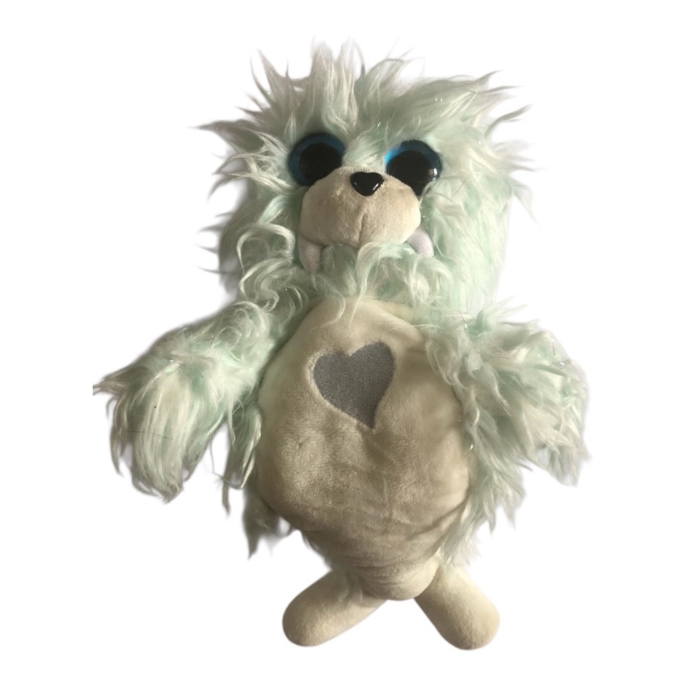 CUDDLY PLUSH SEAL BLUE WHITE HEART GRAY WORLDS APART 2017 GLITTER